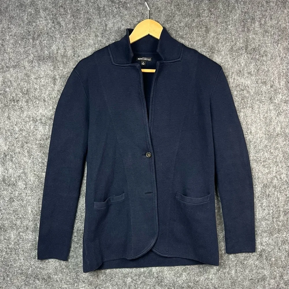 J.Crew Mercantile‎ Navy Blue Cotton Knit Blazer / Cardigan Women’s Size Small